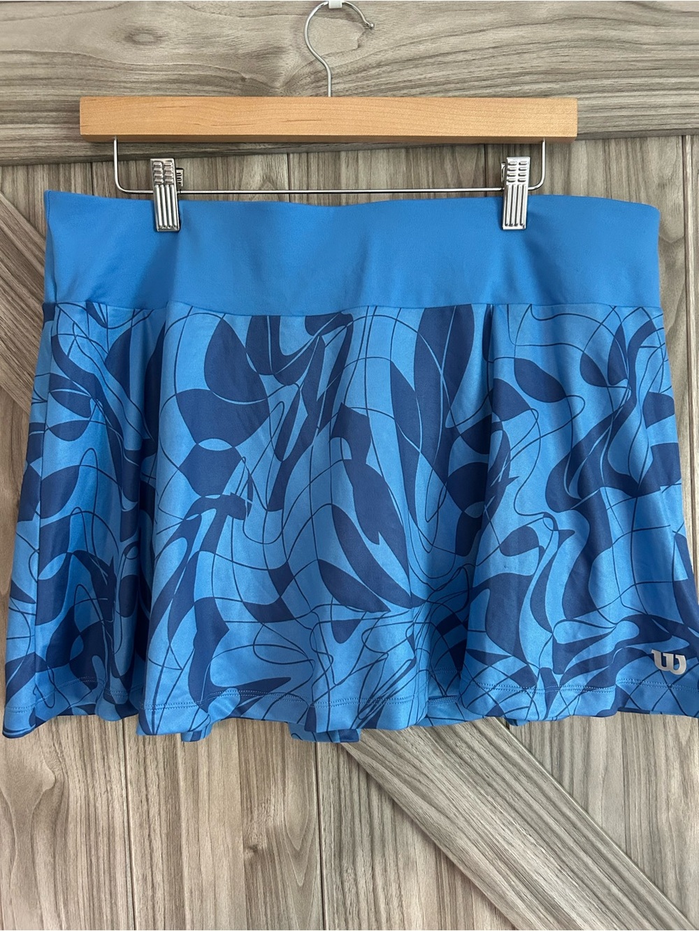 Wilson Women's Blue Art Performance Tennis Skirt Skort XL 15" Tall Length